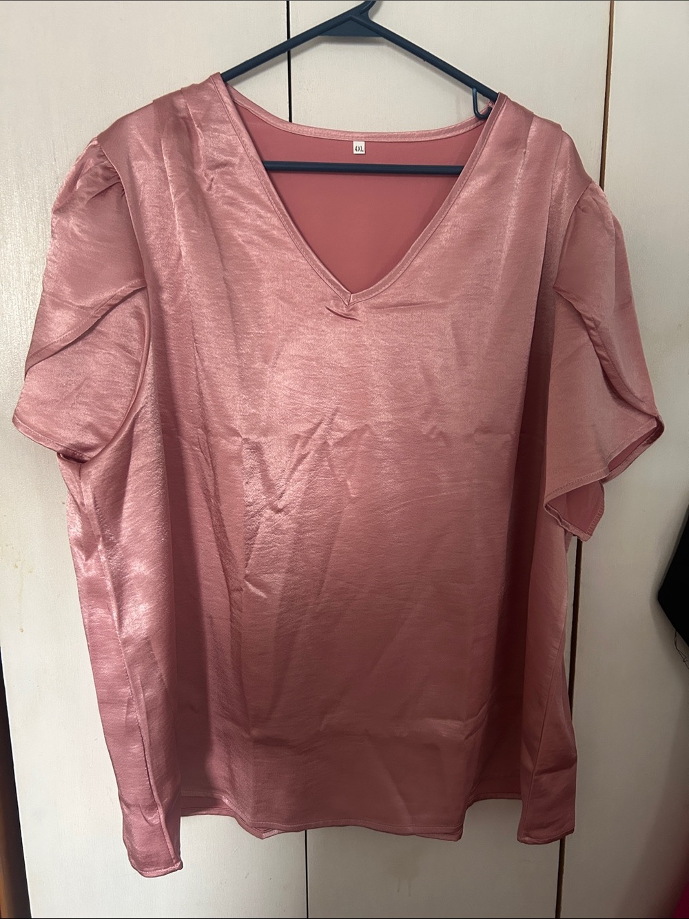 SHEIN Rose Pink V-Neck Satin Tunic